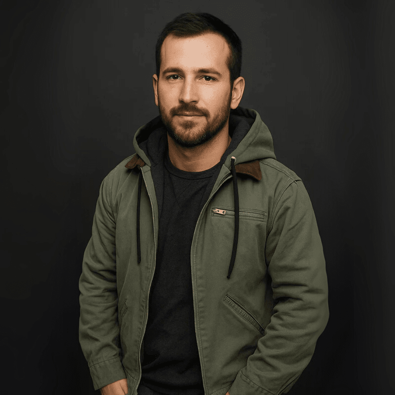 Texture detail of the fabric on a men's casual hooded jacket, highlighting its quality