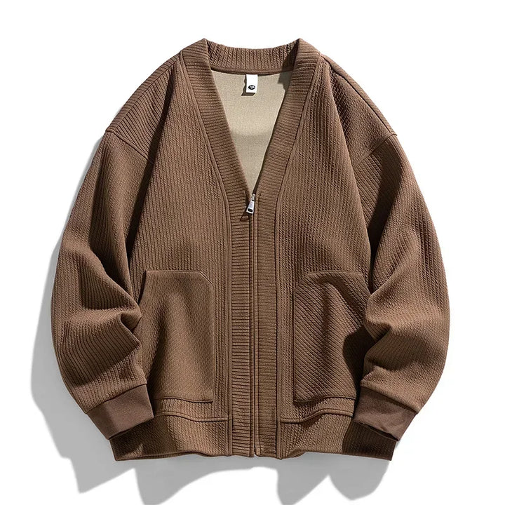 Men's casual zip-up sweater, relaxed fit, perfect for everyday style & comfort.