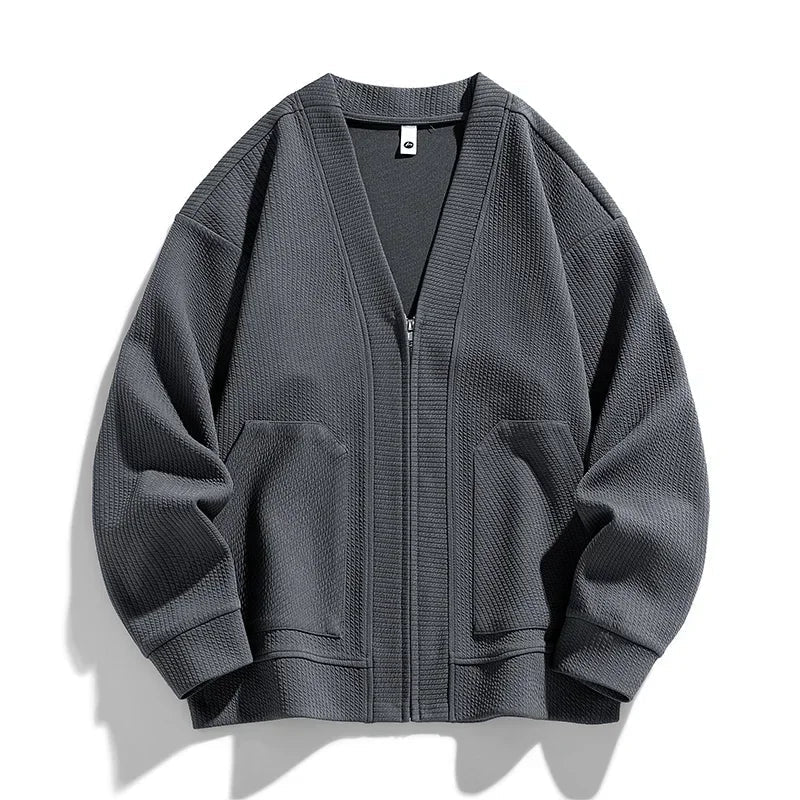 Comfortable men's zip-up sweater for casual wear, offering effortless style & warmth.