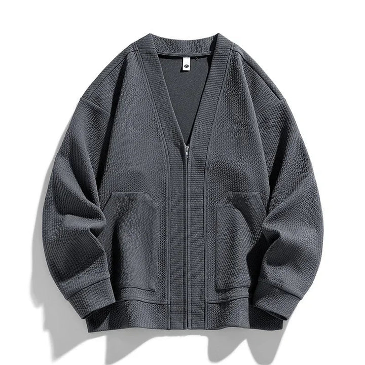 Comfortable men's zip-up sweater for casual wear, offering effortless style & warmth.