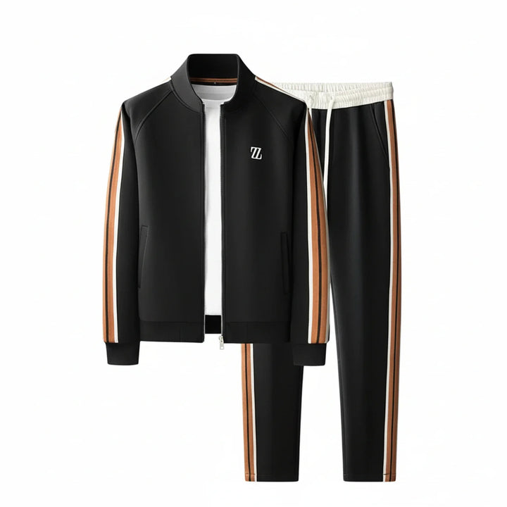 Soft men's casual zip-up tracksuit with a jacket and joggers, great for lounging, comfort wear, or light activity.