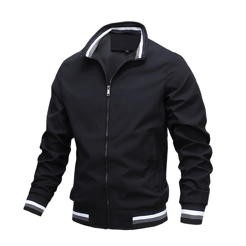 Men's casual zipper lightweight bomber jacket in classic navy, perfect for spring outerwear
