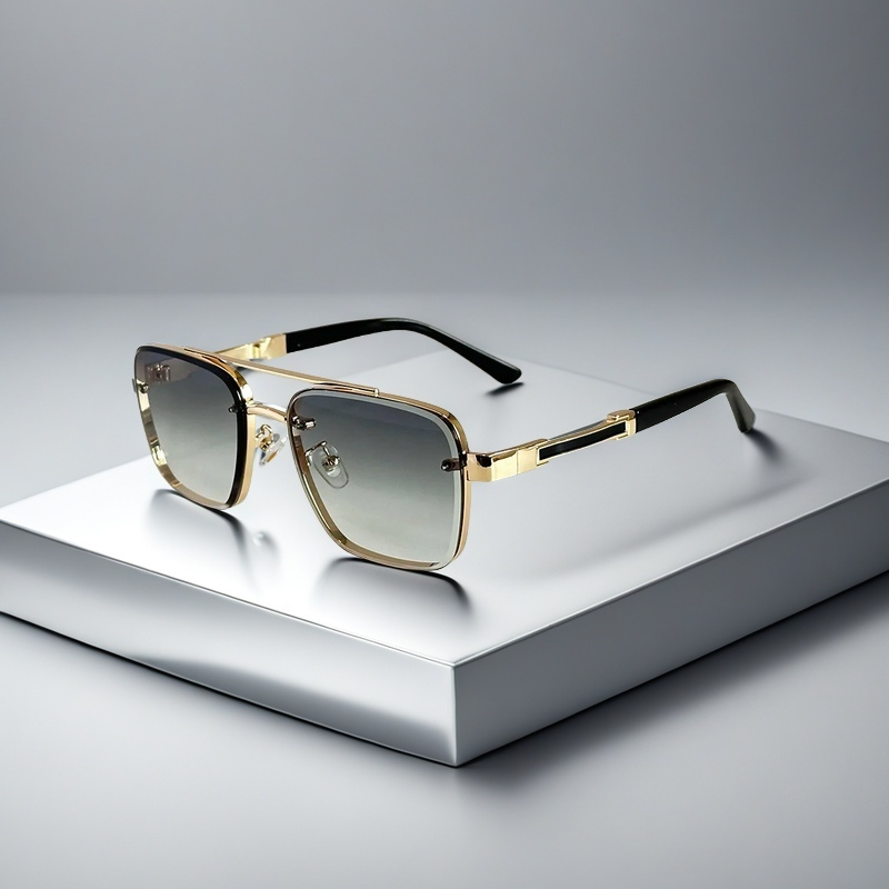 Classic men's aviator sunglasses, gold frame, modern design, gradient lenses, perfect fashion eyewear.