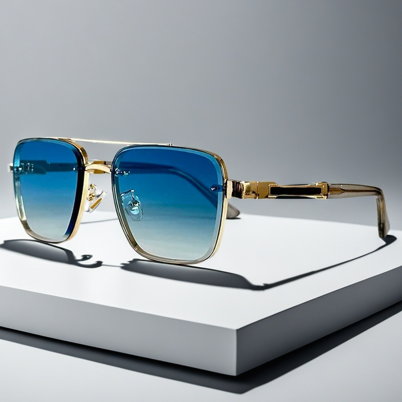 Gold frame aviator sunglasses for men with gradient lenses, classic style, and UV protection.