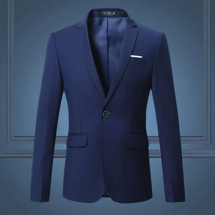 Versatile men's blazer, a one-button tailored fit, suitable for formal events and workplace.