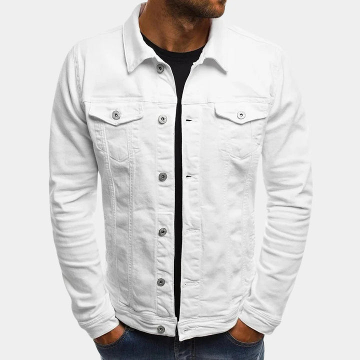 New men's casual denim jacket, offering everyday comfort & classic style. Essential men's outerwear.