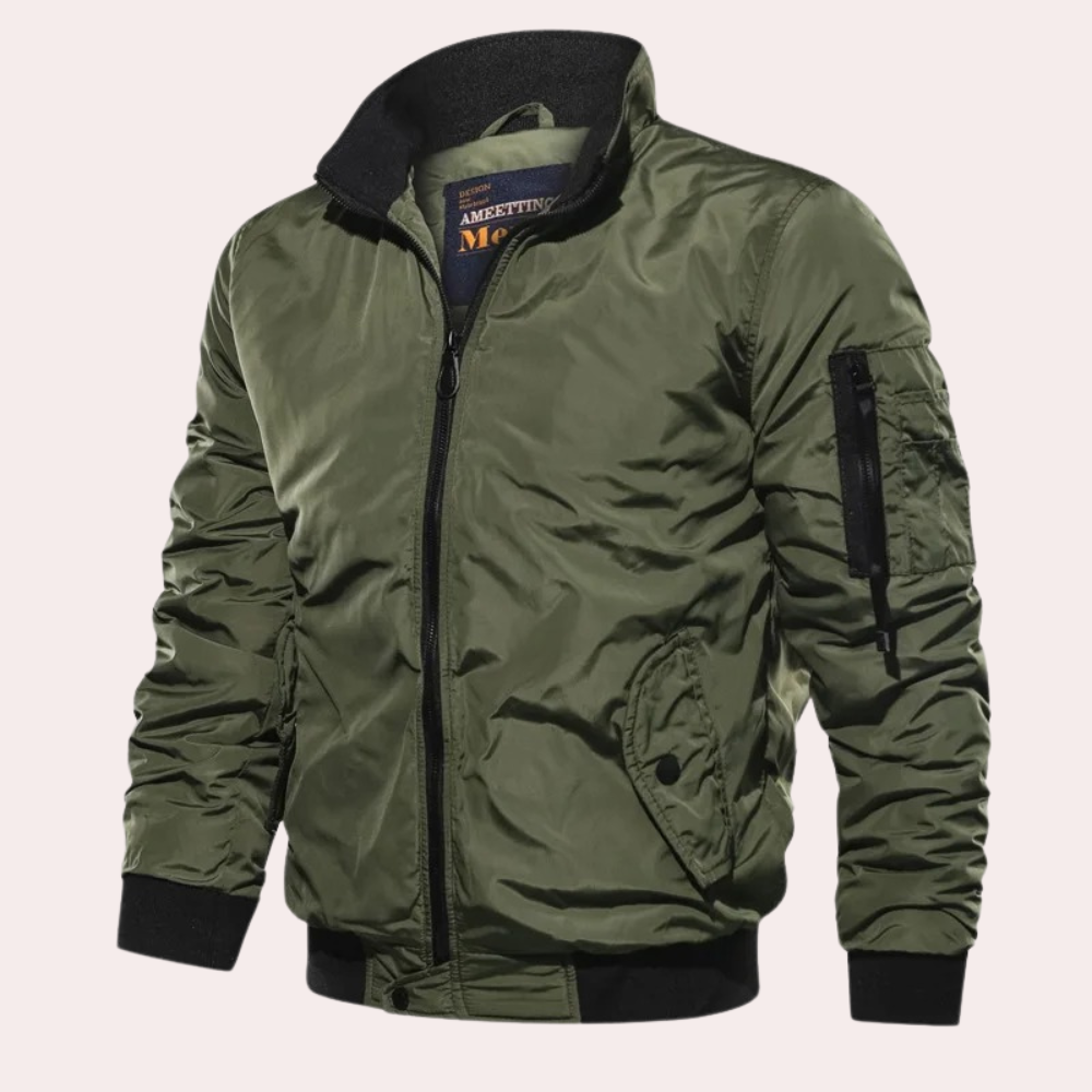 Men's classic bomber jacket with front zipper, perfect for casual spring or fall outerwear