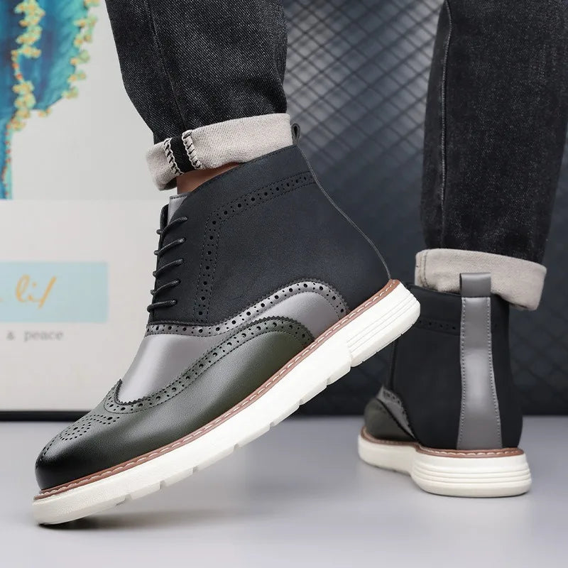 Durable men's brogue boots built for comfort and style, made from genuine leather.