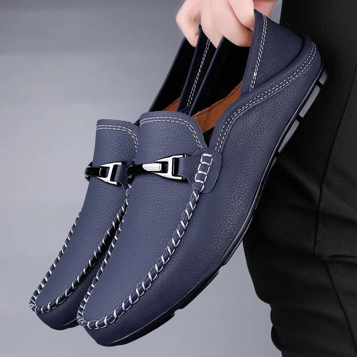 Men's casual leather bit loafers with a subtle burnished finish, great for everyday wear.