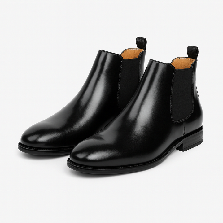 Durable men's slip-on Chelsea boots in dark brown, a stylish and versatile everyday footwear choice.