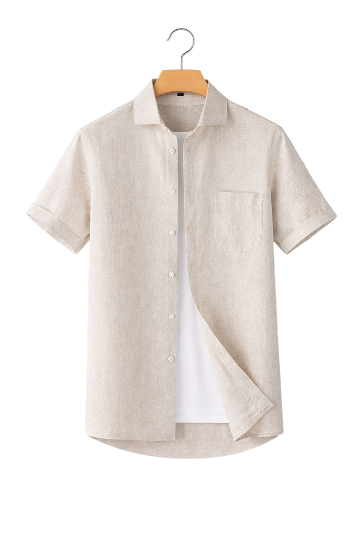 Versatile men's long sleeve button-down shirt, ideal for smart casual or formal spring outfits.