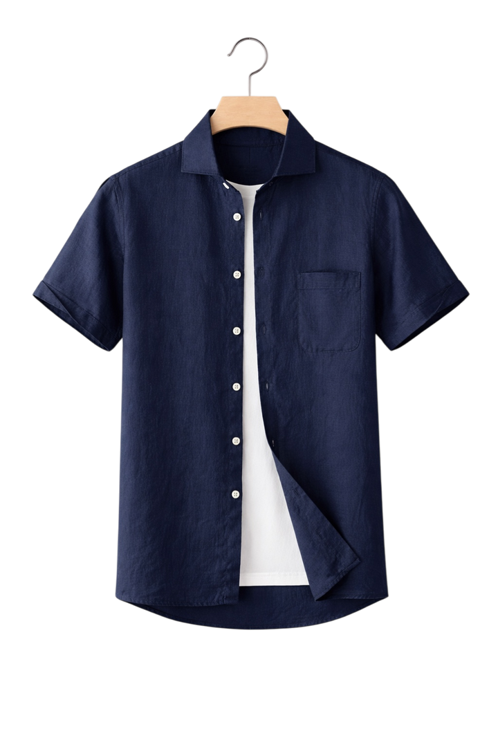 Men's long sleeve button-down shirt styled casually for a relaxed, comfortable spring day look.