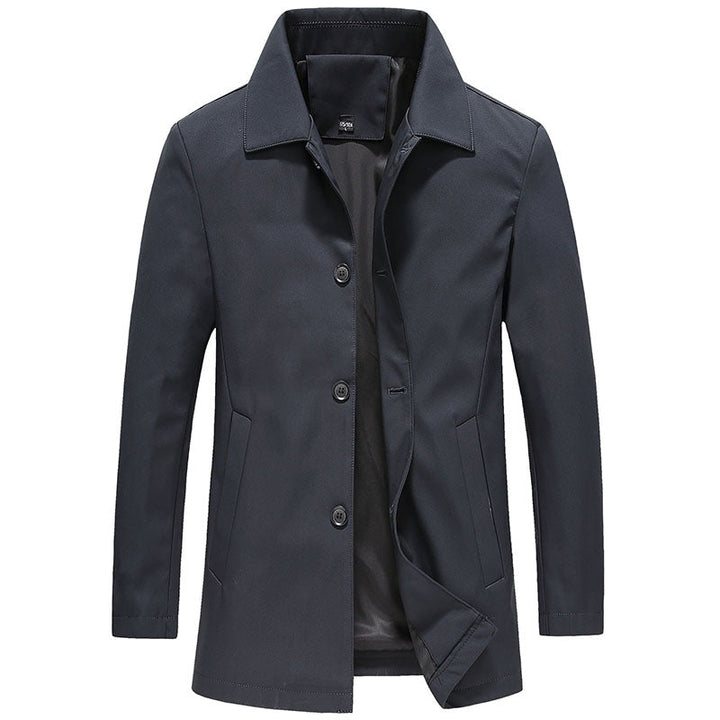 Stylish men's lightweight button-up jacket, dark gray, a versatile essential for casual and spring wear