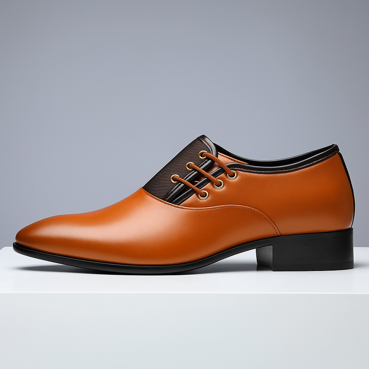 Caramel men's oxford shoes in genuine leather, featuring a timeless and sophisticated design