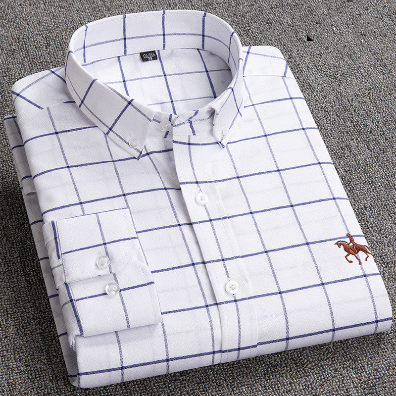 Stylish men's casual shirt featuring a timeless checkered pattern and button-down collar.