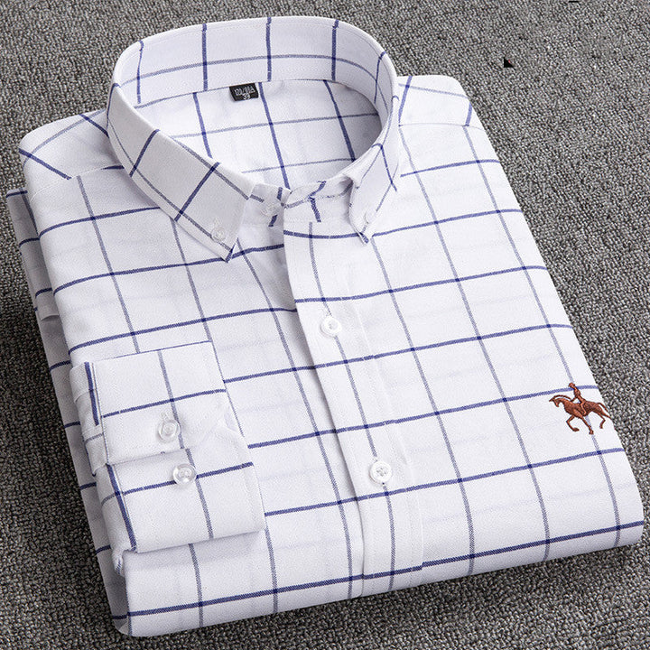 Stylish men's casual shirt featuring a timeless checkered pattern and button-down collar.