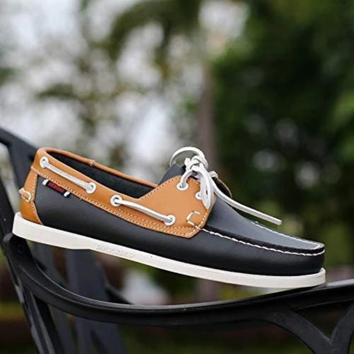Men's classic comfort boat shoes, perfect for summer style. Lace-up deck shoes, ideal casual footwear.