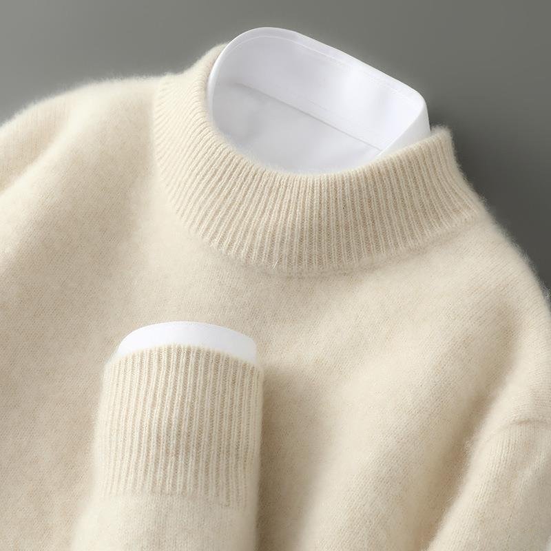 Men's classic crew neck pullover sweater in soft knit, ideal for comfortable fall & winter style.