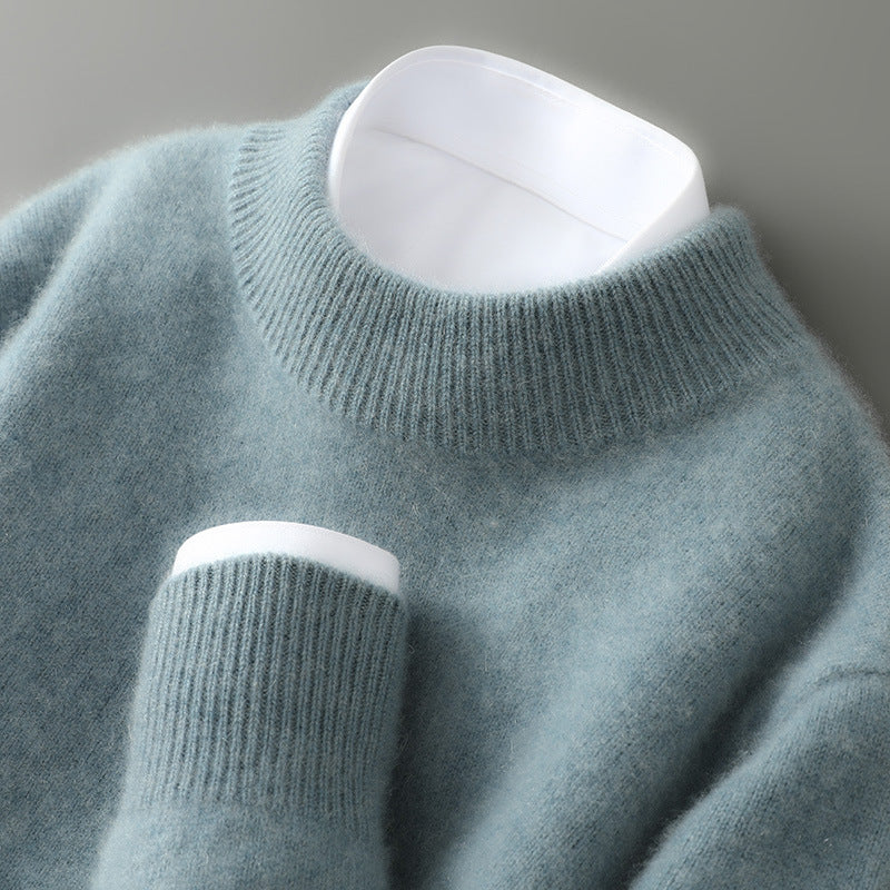 Comfortable men's classic crew neck pullover sweater. Essential knit for sophisticated fall and winter outfits.