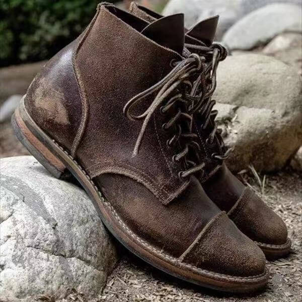 Men's classic dark brown leather boots for timeless style, comfort, and versatile dress or casual wear.