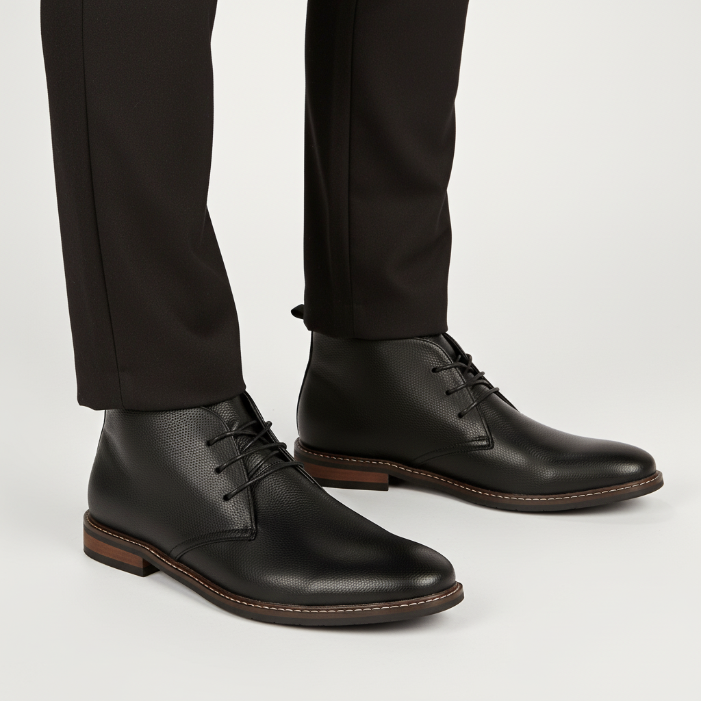 Side profile of Men's Classic Desert Boots, emphasizing classic style, comfortable fit, & menswear.