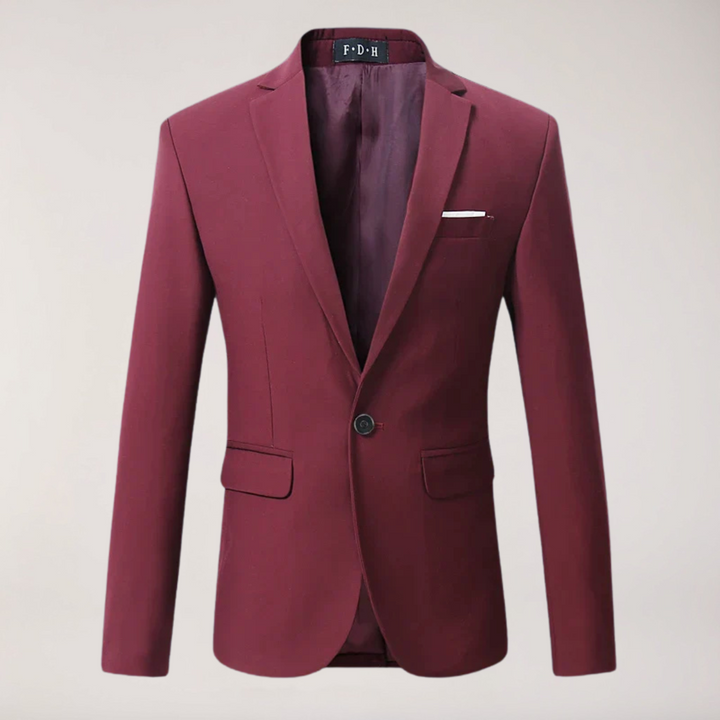 Stylish man in a classic tailored blazer, perfect for formal events, sophisticated parties, or smart-casual occasions.