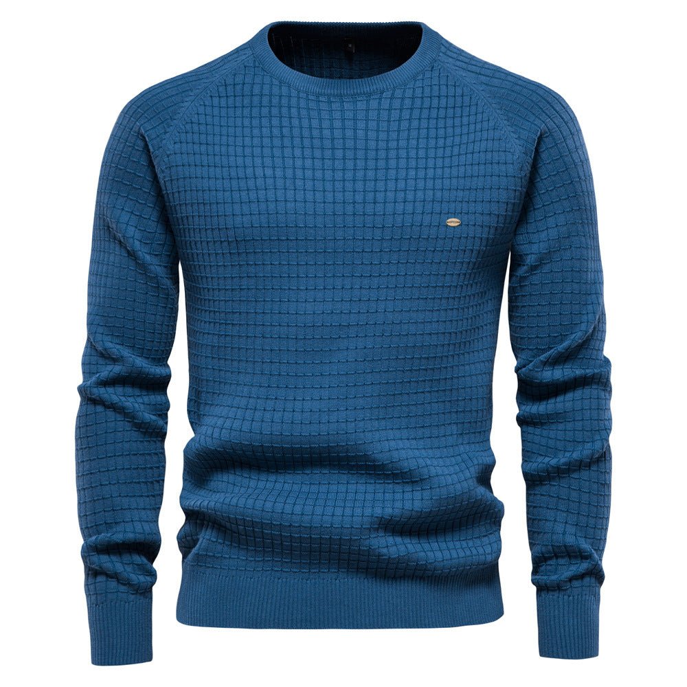 Men's classic knit casual sweater in a neutral color, perfect for autumn and winter warmth