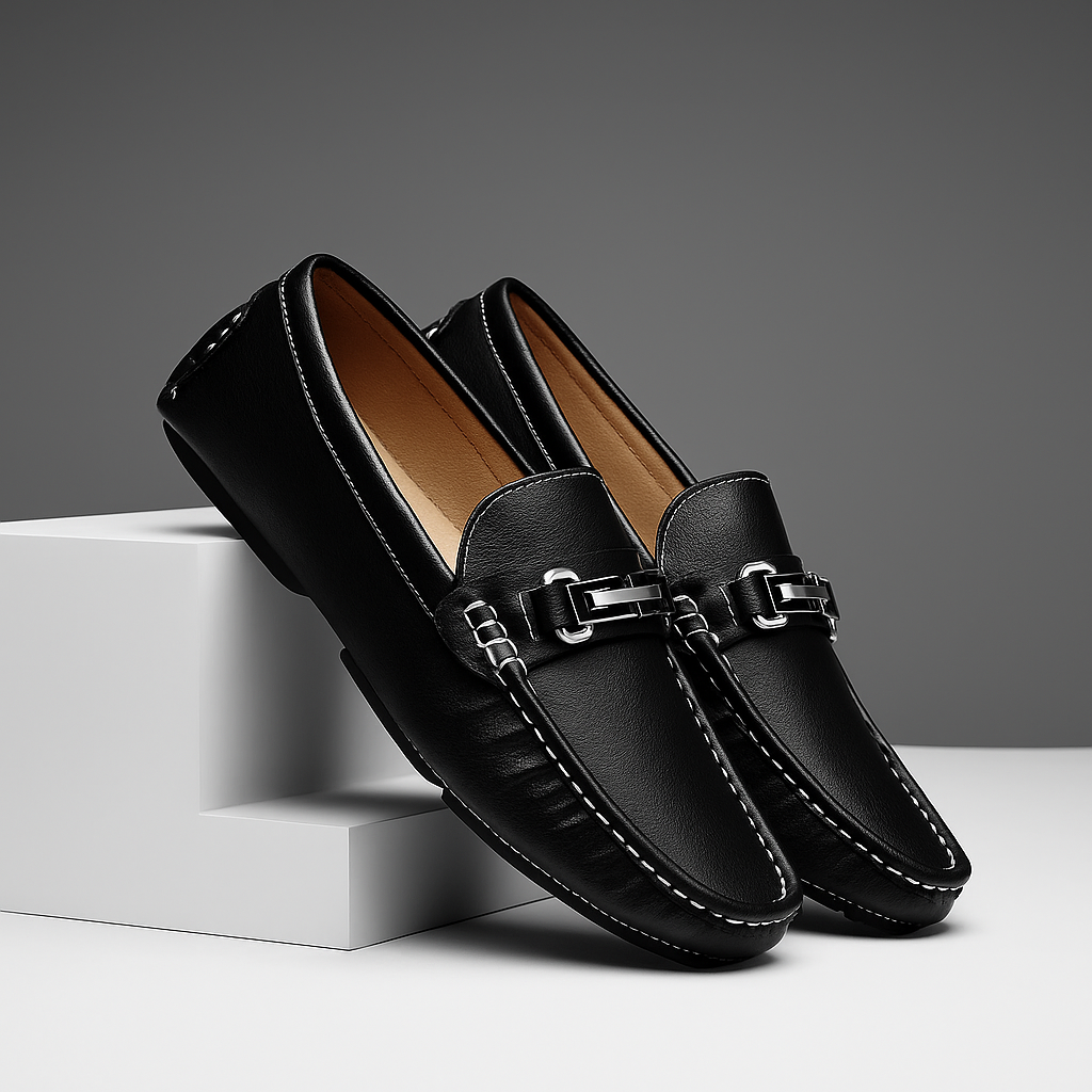 Close-up of the metal bit detail on Men's Classic Leather Bit Loafers, elegant men's footwear