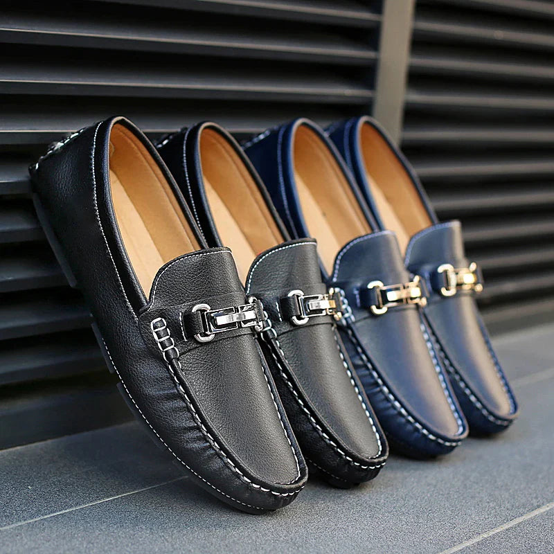 Top-down view of Men's Classic Leather Bit Loafers, perfect mens casual or formal leather footwear