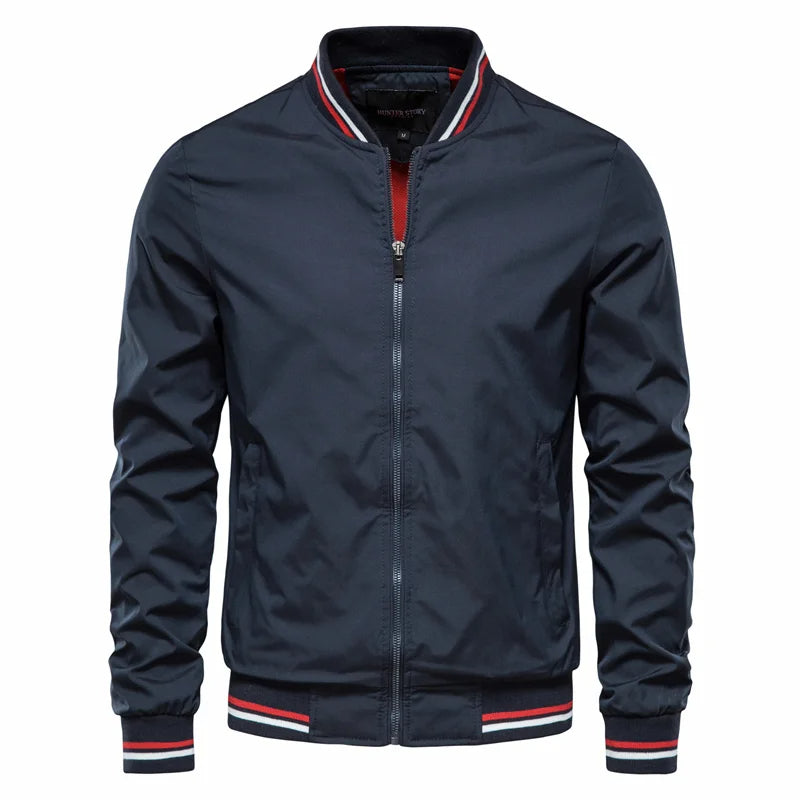 Stylish men's bomber jacket, a versatile lightweight outerwear piece for all seasons and casual fashion.