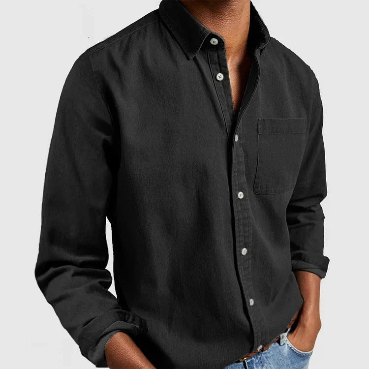 Versatile men's long sleeve button-down shirt. Ideal for casual, formal, or business casual outfits.