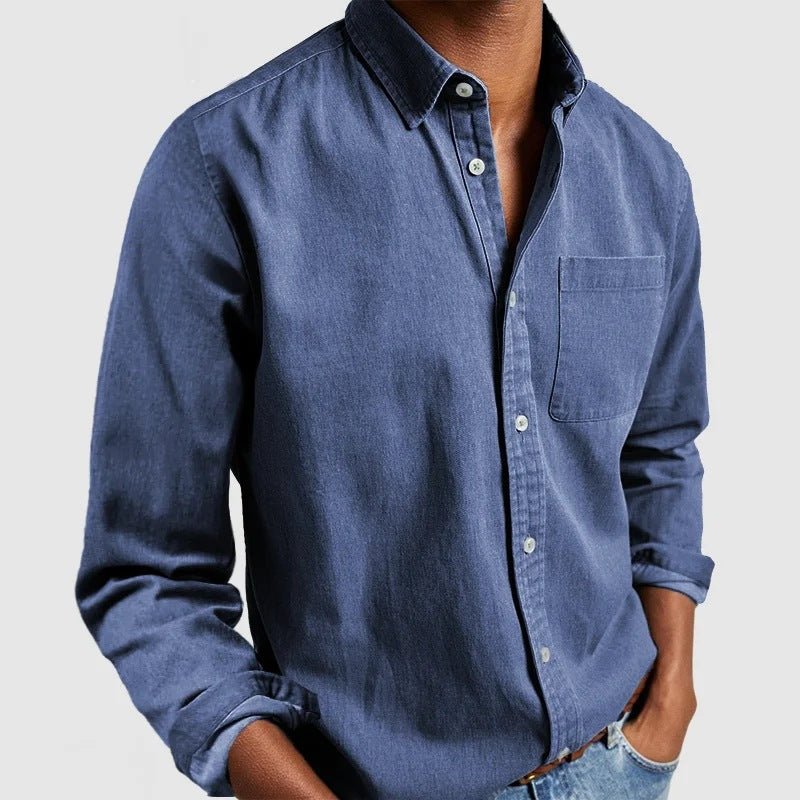 Comfortable men's long sleeve button-down shirt, classic fit for everyday wear & timeless style.