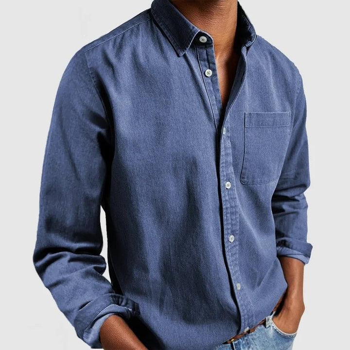 Comfortable men's long sleeve button-down shirt, classic fit for everyday wear & timeless style.