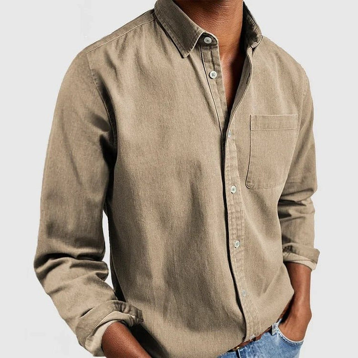 Men's business casual long sleeve button-down shirt, a stylish classic fit for the modern man.