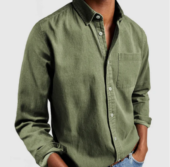 Men's classic long sleeve button-down shirt for versatile everyday wear, smart casual or office.