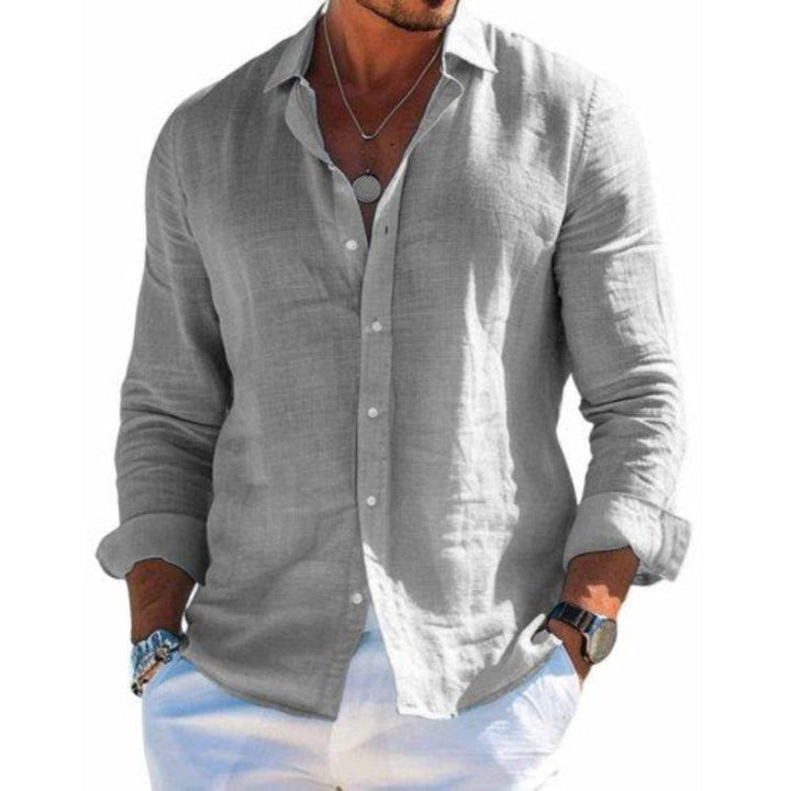 Men's classic long-sleeve button-down shirt, perfect for casual summer wear & timeless style. Comfortable regular fit.