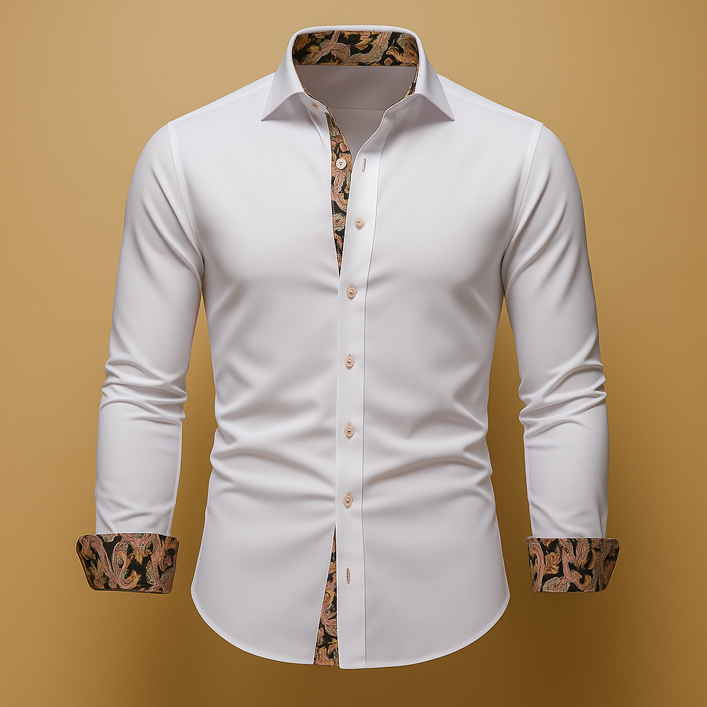Men's classic long sleeve dress shirt, tailored fit for formal or smart casual wear.