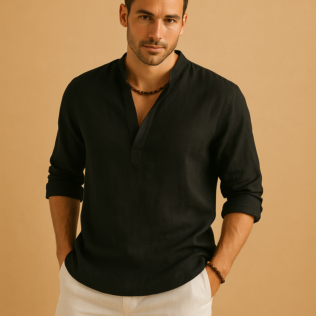 Versatile men's long sleeve button-down shirt, great for casual wear, everyday style, or layering.