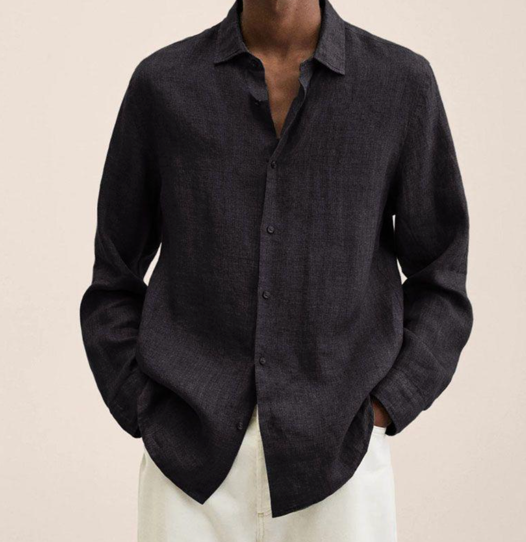 Classic comfort men's long sleeve button-down summer shirt, breathable and stylish for men's apparel.