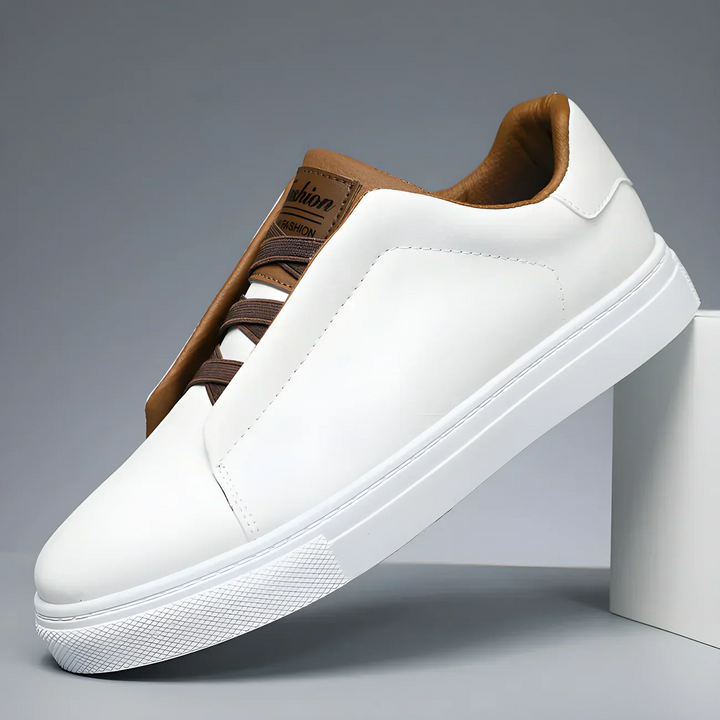 Comfortable men's everyday walking sneakers; classic low-top design ensures versatile style and all-day wear.