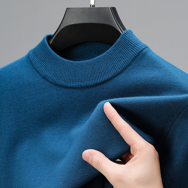 Versatile men's classic mock neck pullover sweater, perfect for casual layering or a smart everyday outfit.