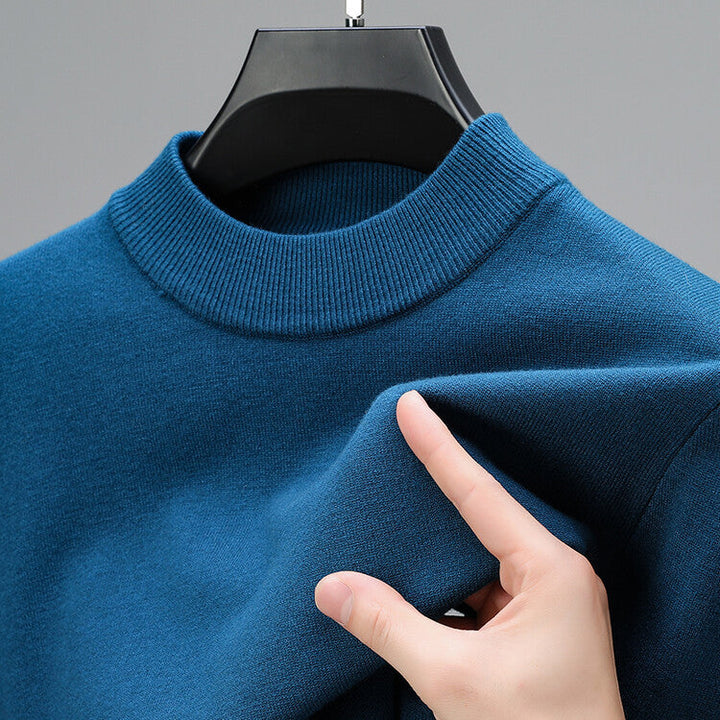 Versatile men's classic mock neck pullover sweater, perfect for casual layering or a smart everyday outfit.
