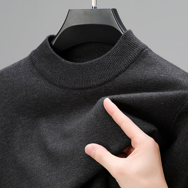 Soft & cozy men's classic mock neck pullover sweater, long sleeve for comfortable fall & winter layering.