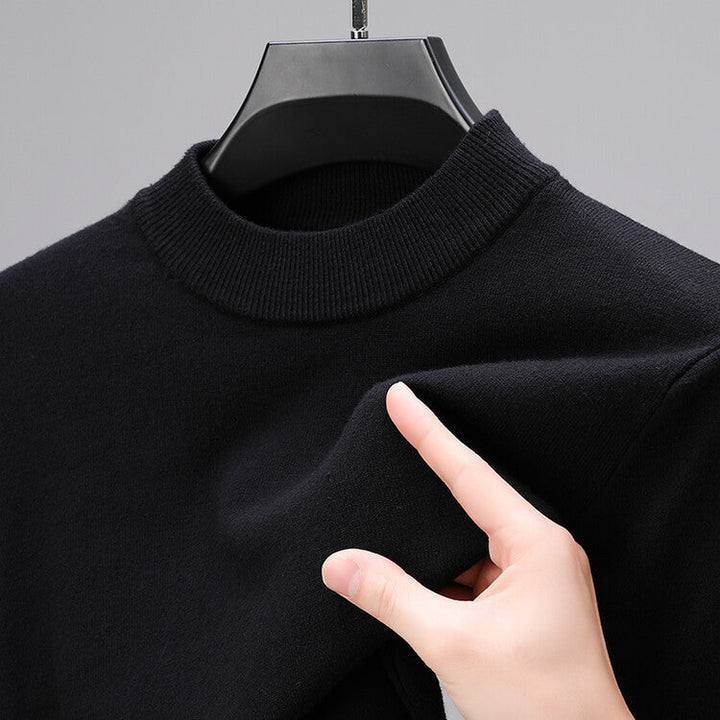 Durable men's classic mock neck pullover sweater, comfortable long sleeve for everyday fall and winter wear.