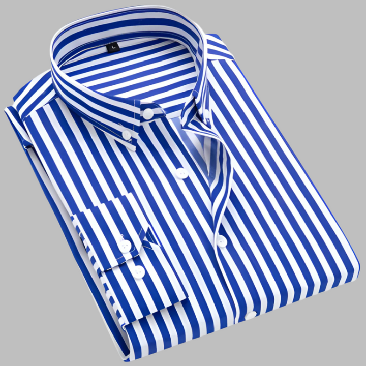 Men's regular fit long sleeve button-down shirt in classic plaid oxford fabric. Smart casual fashion.