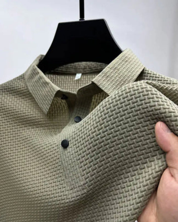 Elegant men's versatile polo shirt with classic style. Short sleeve top perfect for casual wear, workwear, and comfort.