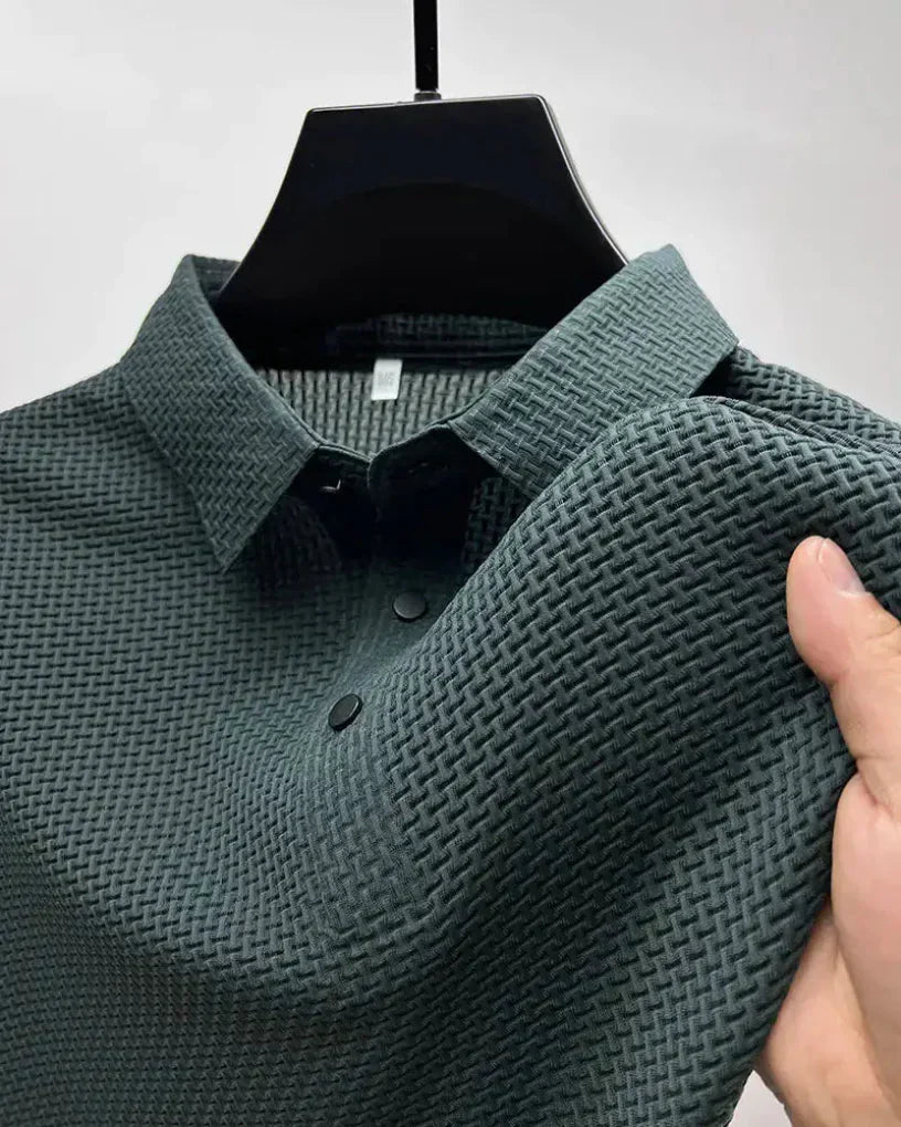 Men's classic short-sleeve polo shirt. Smart casual menswear top for versatile everyday comfort and elegant style.
