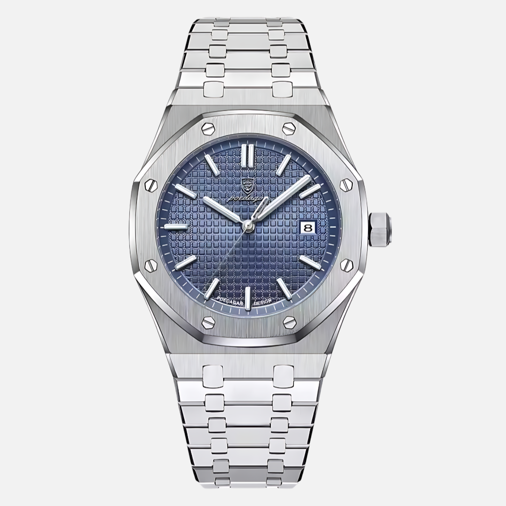 Men's classic quartz watch with elegant Roman numeral dial & durable leather strap, perfect for daily wear.