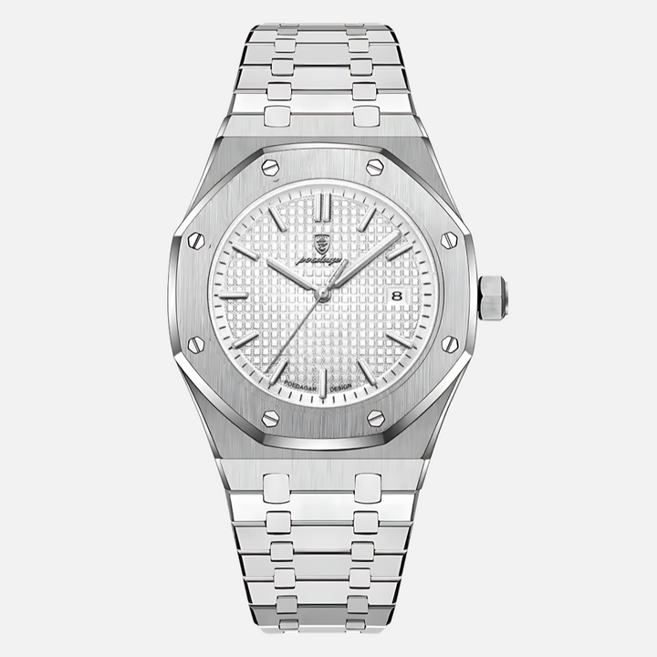 Durable men's quartz watch designed for daily wear, with classic Roman numerals & a robust, comfortable band.