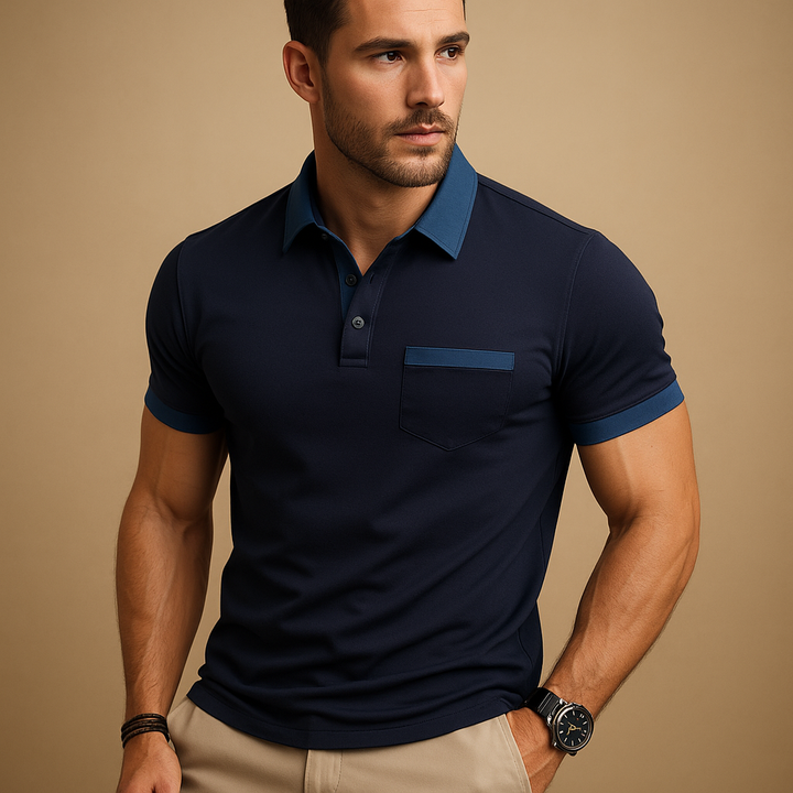 Men's classic short sleeve polo shirt. Versatile everyday fashion for casual or smart-casual wear. Features a collared design.